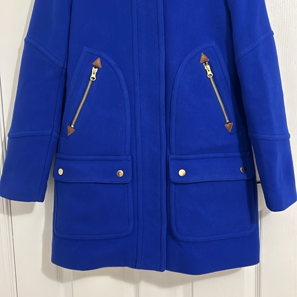 J. Crew Chateau Italian Stadium Cloth Wool Fur Parka Regal Brunswick Blue Size 2 - Picture 10 of 16